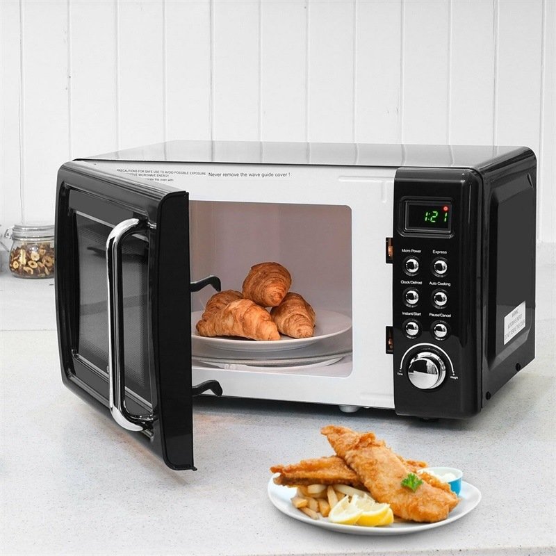 700W Retro Countertop Microwave Oven with 5 Micro Power and Auto Cooking Function 700W Retro Countertop Microwave Oven with 5 Micro Power and Auto Cooking Function